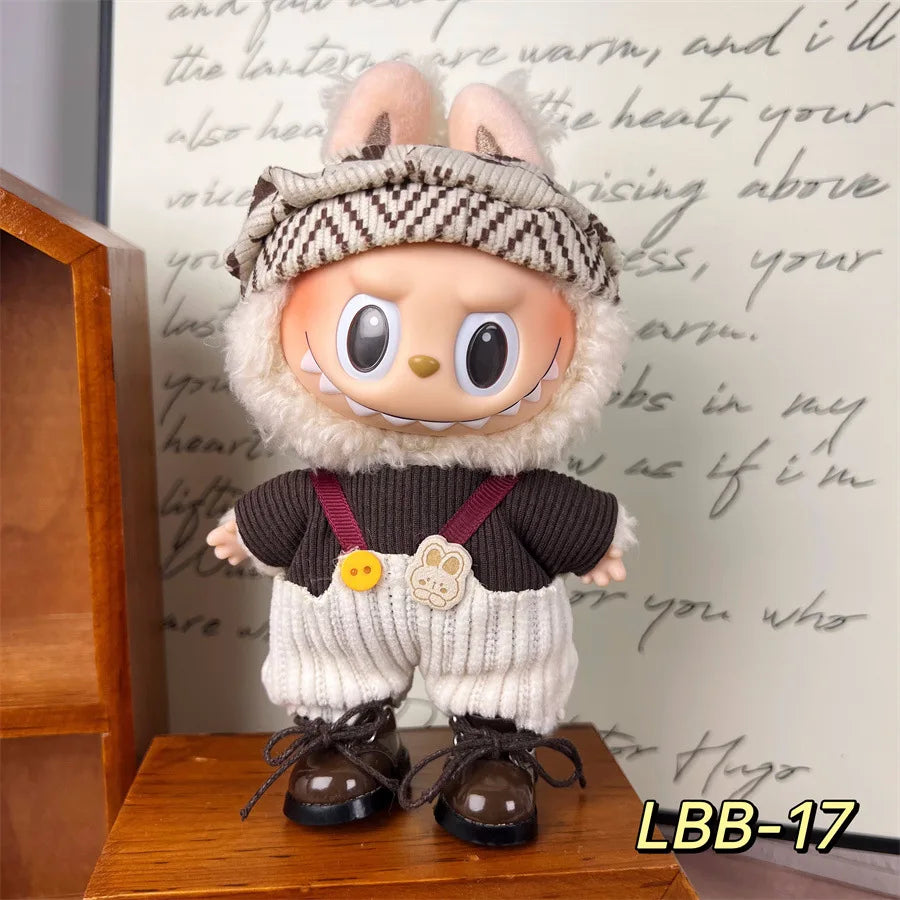 POP Labubu baby clothes 17cm plush vinyl labubu sit-down party first-generation and second-generation suit, clothes only