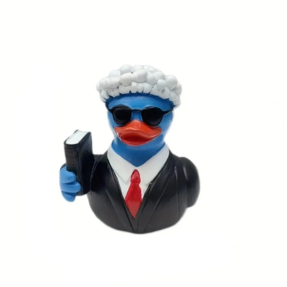 Estatua de pato de resina artesanal, adorno de dibujos animados, escultura creativa de animales, lindas miniaturas impermeables, figurita de gabinete