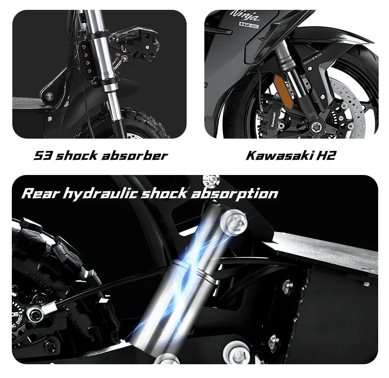 6000W Powerful Electric Scooter 60V 38Ah Max Speed 85km/h 100kmRange 11'' Tires Dual Shock Absorbing Folding EScooter for Adults