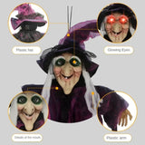Halloween Hanging Witch Decor Skeleton with Sound Glowing Red Eyes Scary Talking Witch Halloween Decorations Haunted House Props