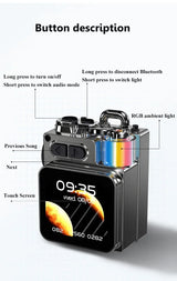 Mini haut-parleur Bluetooth intelligent à écran tactile, lecteur audio portable, appel mains libres sans fil, boîte à musique MP3, prise en charge de la lecture TF, contrôle par application