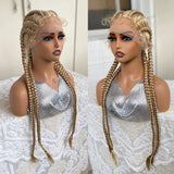 32 Inch Senegalese Twist Lace Front Wig | 4 Twist Cornrow | With Baby Hair | Synthetic Crochet Braids