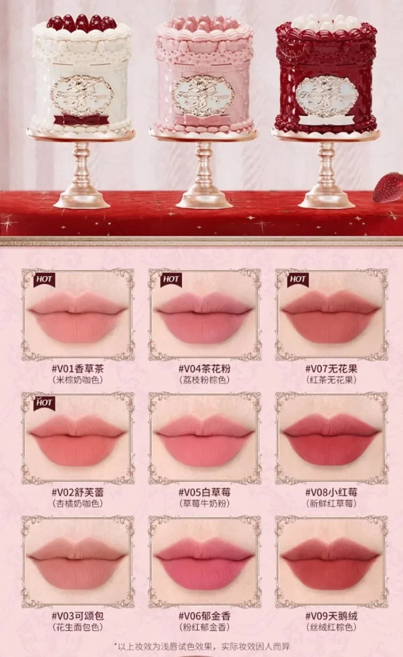 Flowerknows Strawberry Cupid Lipstick Cake Matte Velvet Lipgloss Lip Mud Makeup Korean Flower Know Lip Cream For Girls&Women