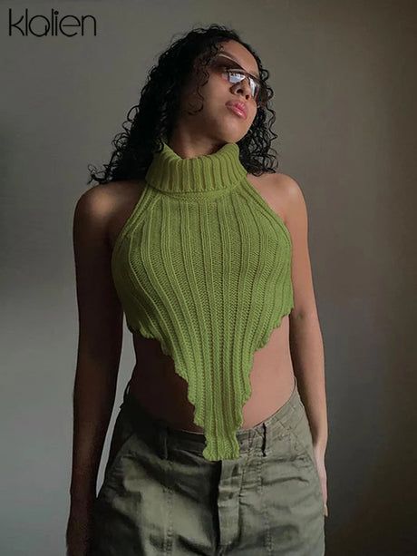 KLALIEN Fashion Y2K Streetwear Wild Slim Knit Tank Top Women Casual Activewear Solid Slim Stretch Female Vest Wild Top 2022 - Lootquake