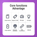 Altavoces Bluetooth 1202 inalámbricos portátiles para el hogar, exteriores, coche, subwoofer, pequeño altavoz con luces LED, sistema de sonido MP3