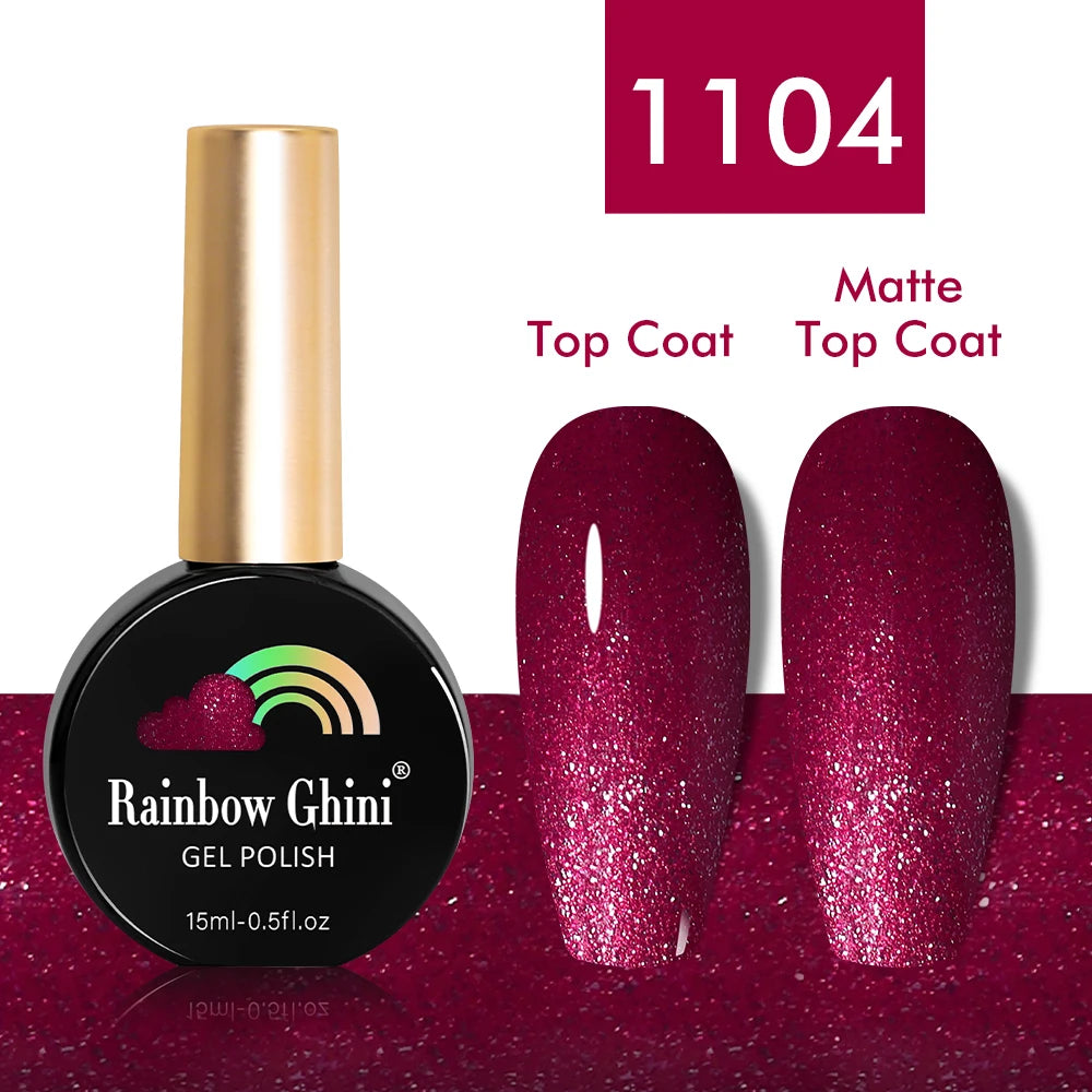 Rainbow Ghini UV LED Glitter Purple Gel Nail Polish 15ml Manicure Art Accessories Nail Glue Supplies for Professionals Varnishes