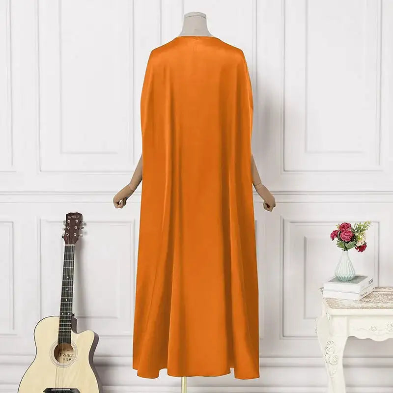 VONDA 2024 Elegant Women Satin Long Dress Autumn Maxi Sundress Elegant O-Neck 3/4 Bat Sleeve Casual Vestido Party Robe Oversize - Lootquake