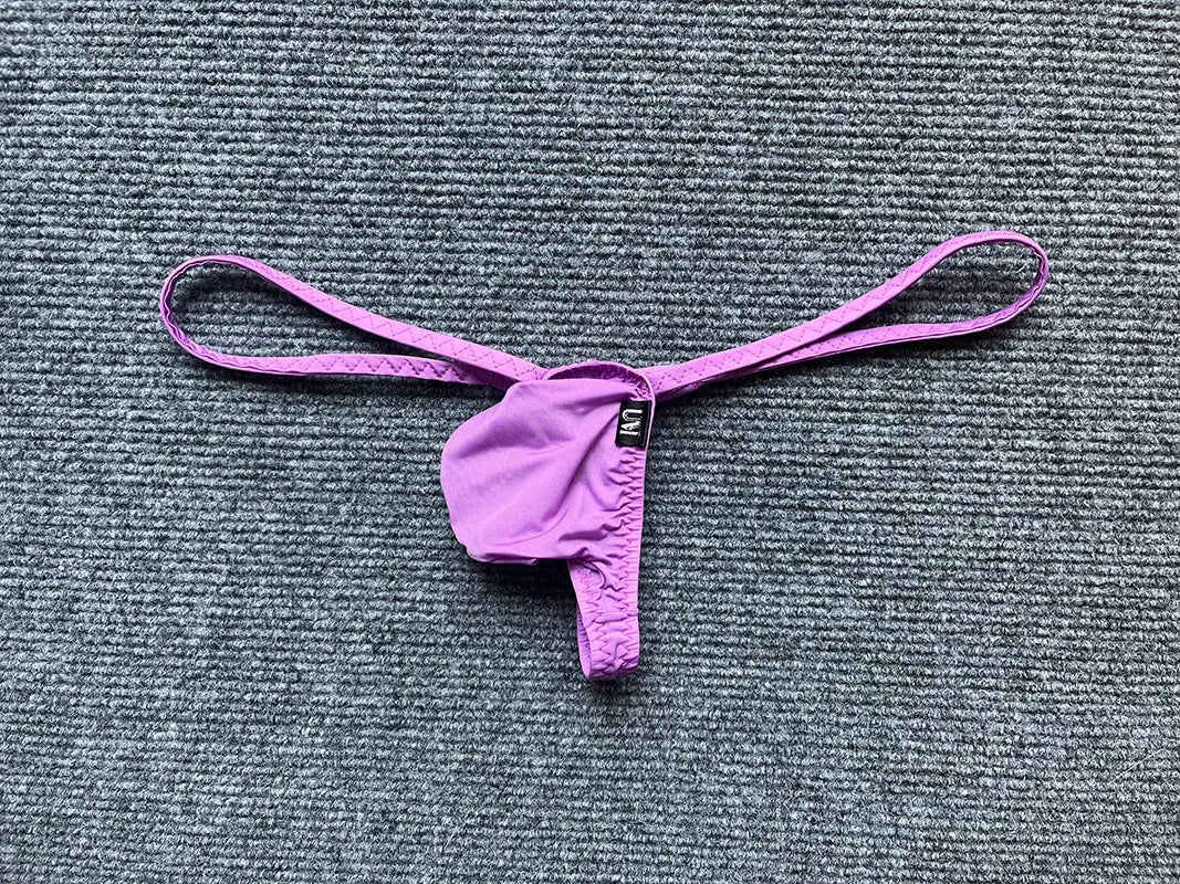 Mini Ice Silk G-string Men Sexy Underwear Low Rise Micro Bikini Trunks Bulge Pouch T-back Thongs Erotic Panties Soft Underpant - Lootquake
