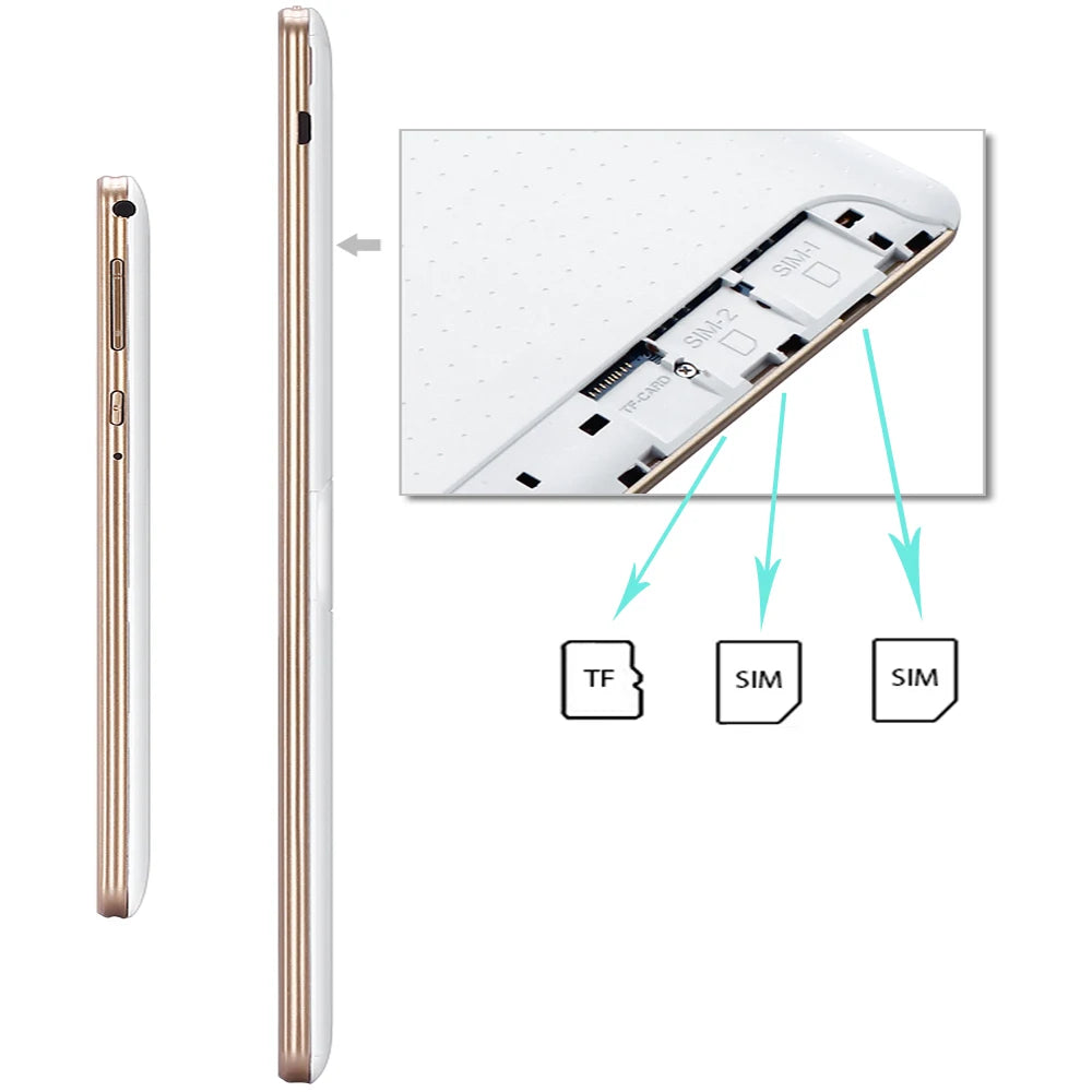 Nouvelle version mondiale : tablette PC 10 pouces, 4 Go de RAM, 64 Go de ROM, Octa Core, double 3G, appels téléphoniques, Wi-Fi, Bluetooth, Google Play, tablettes Android