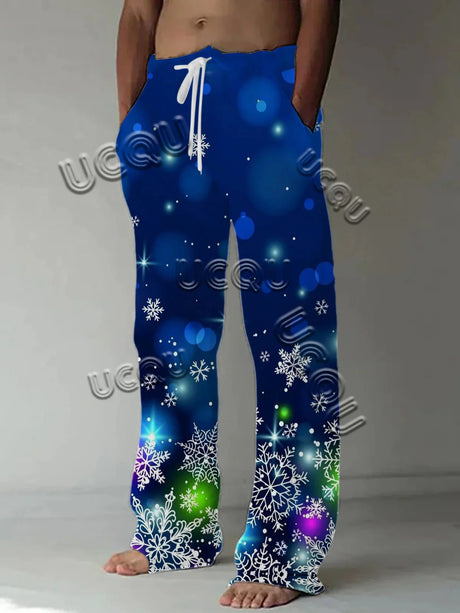 Men'S Christmas Pants 3D Funny Santa Print Casual Pants American Drawstring Loose Lightweight Fashionable Hip-Hop Sports Pants - Lootquake