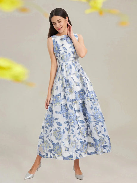 Elegant Organza Woman Dress 2024 New Arrival Long Dress Maxi Evening Sleeveless Beach Boho Summer Embroidery Flower Vestidos - Lootquake