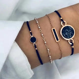 5pcs Set Women Fashion Casual Leather Belt Watches Simple Ladies Starry Sky Round Dial Quartz Wristwatches Dress Clock - Lootquake