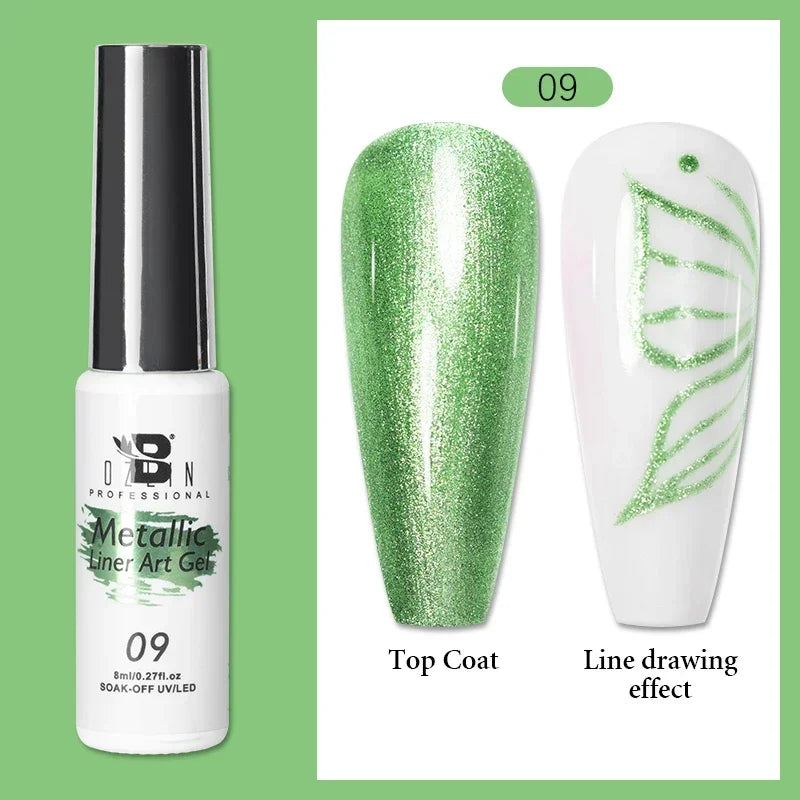 5ML Gold Silver Metallic Liner Paint Gel Polish Chrome Mirror Metal Effect Super Bright French UV LED Semi Permanent Nail Gel