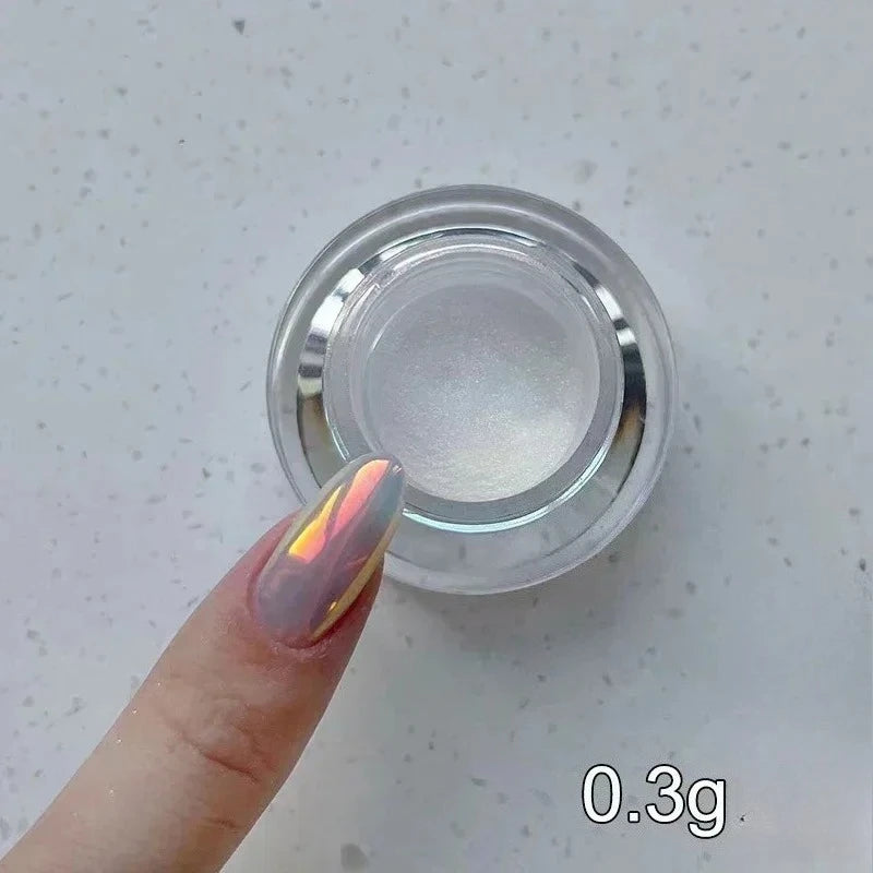 Moonlight Mirror Nail Powder Aurora Silver Glitter Metallic Effect UV Gel Polish for Manicure DIY Nail  Art Design Decoration