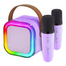 Máquina de karaoke Bluetooth 5.3 con micrófono inalámbrico y luces LED ajustables, mini altavoz para niños y adultos.