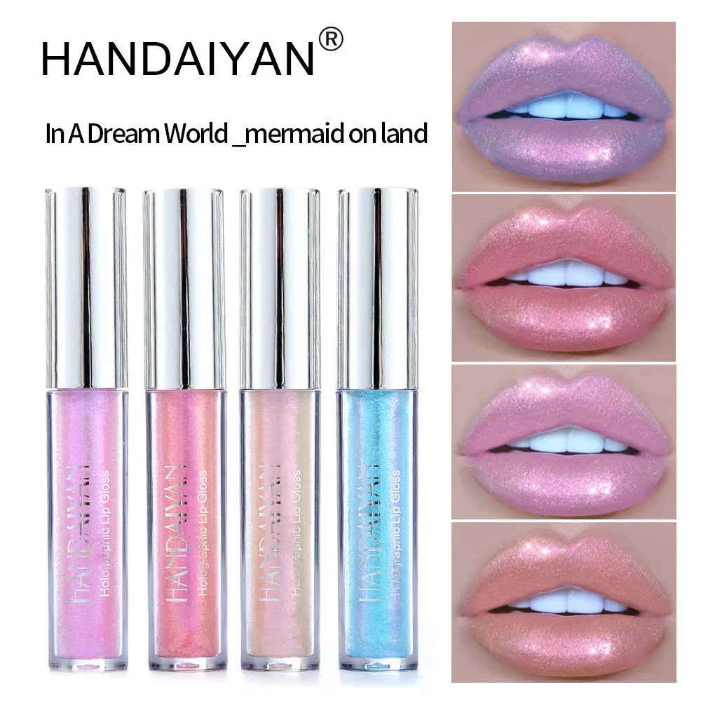 HANDAIYAN Best Seller Glitter Lip Gloss 6colors Moisturizing Mermaid Lip Glaze Waterproof Long Lasting Liquid Lip Stick