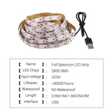 AmmToo 1-5M Plant Light Grow LED Strip 5V USB Full Spectrum Phyto LED for Greenhouse Tent Hydroponic Plants Flower Seed Lighting - Lootquake