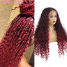 24" Boho Box Braids Lace Frontal Wig | Deep Wave Goddess Braids | Curly Ends | Black Full Lace Synthetic Wig