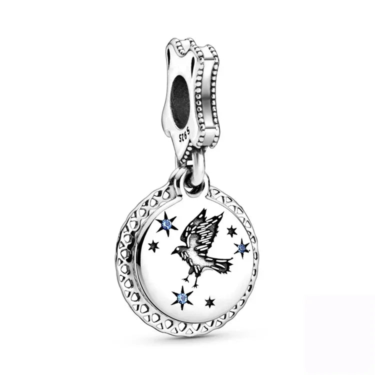 MINISO Charms de plata de ley 925 para pulseras originales de Harry Potter de 3 mm, colgantes para mujer, joyería DIY, regalos