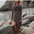 Indie Folk Woman Solid Color Vintage Dress Autumn Pile Collar Pullover Long Dress Winter Long Sleeve Swallowtail Irregular Dress - Lootquake