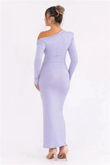 Mozision Sparkle Long Sleeve Sexy Maxi Dress For Women Inclined Shoulder Backless Bodycon Ruched Club Party Sexy Long Dress - Lootquake