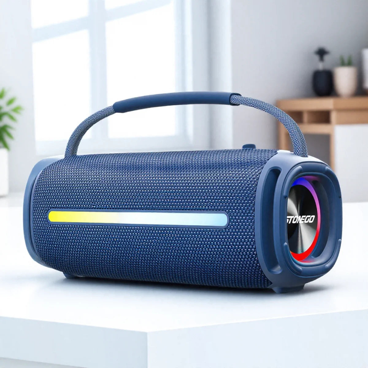 Altavoz inalámbrico portátil Bluetooth 53 para exteriores, resistente al agua IPX6, altavoz de alta potencia con linterna RGB y subwoofer.