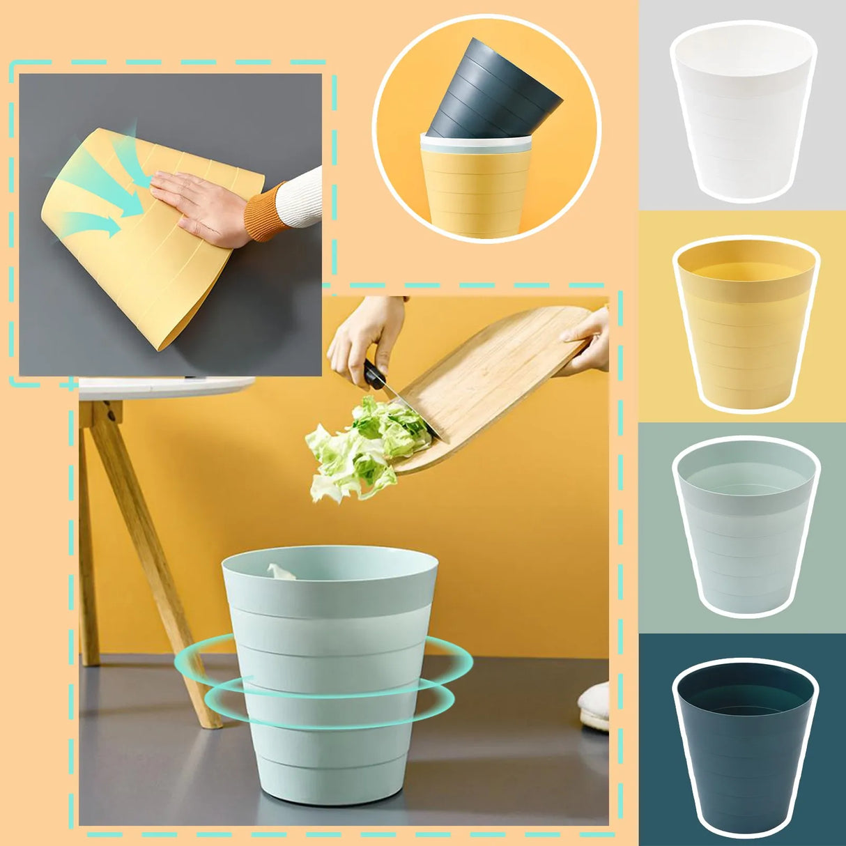 6L Small Waste Bin Desktop Garbage Trash Can Plastic Home Office Table Trash Can Dustbin Basket Household Sundries Barrel Box Y