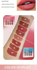 4 PCS Lipstick Set Moisturizing Breathable Glossy Non-Sticky Long-Lasting Full-Look Lips Light Durable Lip Gloss