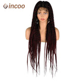 36" Large Square Knotless Box Braids Wig | Full Double Lace | Baby Hair | Kanekalon