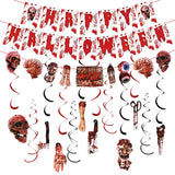 Halloween Blood Banner Paper Garland Scary Eyeball Skull Spiral Hanging Flag Halloween Party Decoration Home Haunted House Decor