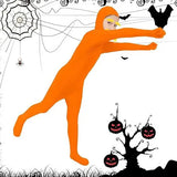 Halloween Party Jumpsuit Orange Costume Yellow Moustache and Eyebrow Baring Orange Bodysuit Masquerade Outfits for Kid and Adult
