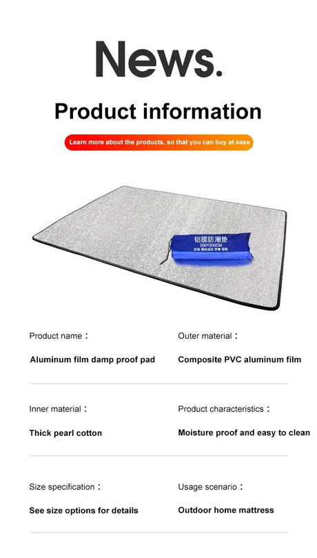 Waterproof Picnic Mat Beach Mattress Sleeping Pad Aluminum Foil EVA Foam Mat Outdoor Tent Footprint Ultralight Camping Mat - Lootquake