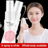 Crema BB en spray de 20 ml para base de maquillaje, blanqueadora, hidratante, antiadherente, iluminadora y corporal.