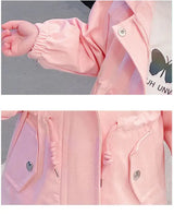 Girls Windbreaker Medium Length Coat Spring and Autumn New Children's Fashion Hooded Coat Little Girl Trench Coat - Lootquake