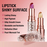Fine Glitter lipstick, Quicksand Gold Lipstick, Moisturizing Silky Mermaid Girl Pink, Long-Lasting Waterproof Grapefruit Orange