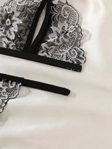 Women Sexy Lingerie Bra Thongs Sets Ultrathin Lace Lingerie Set Temptation Erotic Open Bra Crotchless Outfits For Pretty Girls - Lootquake