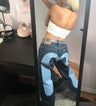 Jeans Women Gothic Y2K Retro Streetwear Black Cargo Punk Vintage Kpop Print Wide Leg Denim Panrts Female Autumn Trousers Pants - Lootquake