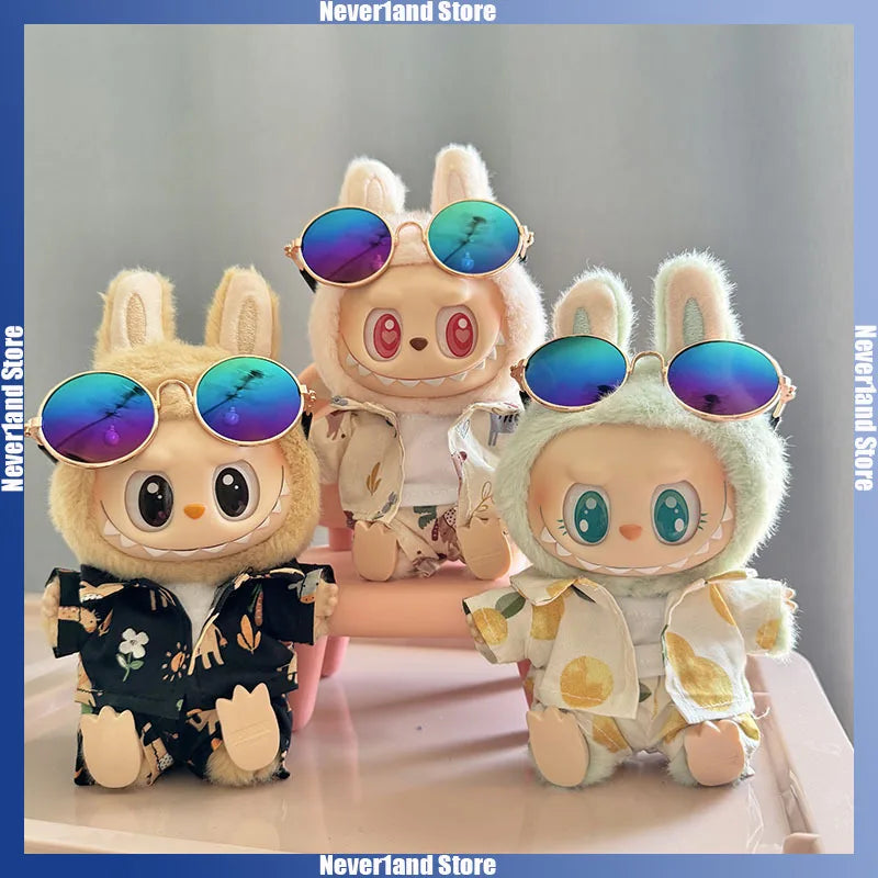 Labubu Doll Clothes Beach Resort Style Overalls Labubu Idol V1 V2 Dolls Clothing Accessories 15/17cm Plush Doll Universal