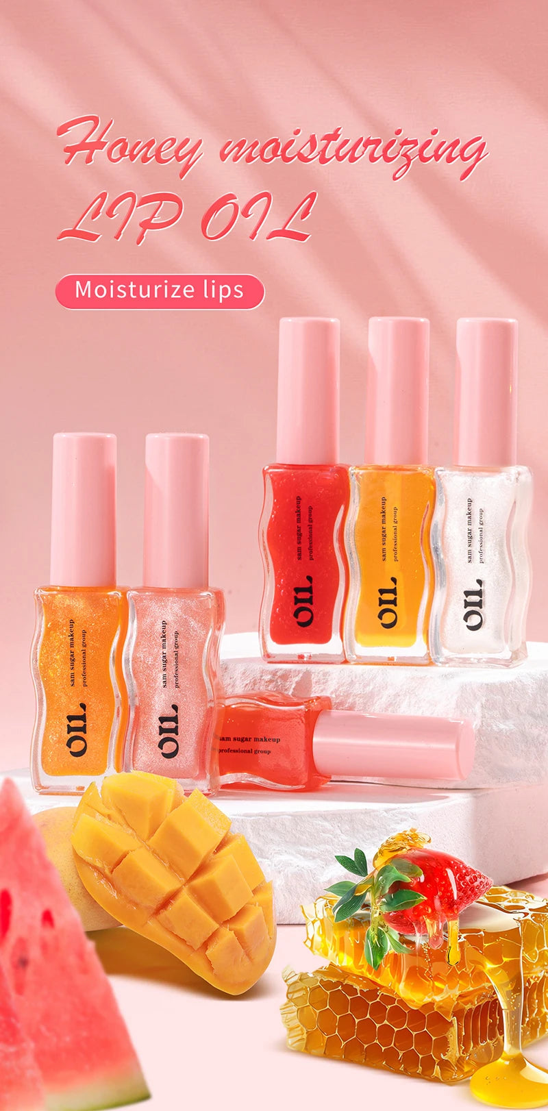 Huile à lèvres Water Light Honey Essence, hydratante longue durée, fruitée et scintillante, gelée, réduit les rides des lèvres, rouge à lèvres liquide, brillant, maquillage