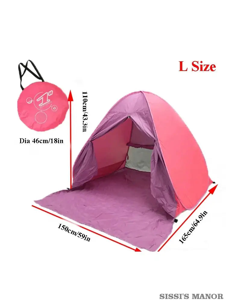 With Door Curtain 2-3Persons Pop Up Beach Tent Automatic Quickly Open Outdoor Camping Tour UV50+ Portable Ultralight Sunscreen - Lootquake
