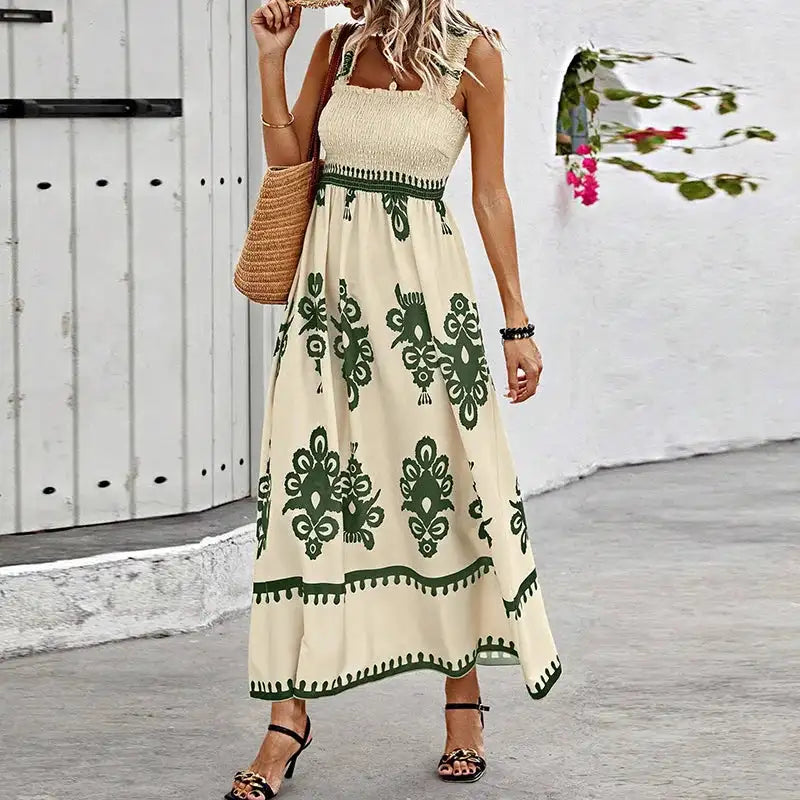 Vestido de verano para mujer, informal, sin mangas, corte A, largo, bohemio, informal, sin mangas, 2024