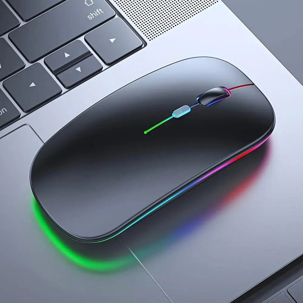 Souris de jeu sans fil, rétroéclairée, compatible USB, rechargeable, RVB, silencieuse, ergonomique, pour ordinateur portable et PC