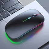 Souris de jeu sans fil, rétroéclairée, compatible USB, rechargeable, RVB, silencieuse, ergonomique, pour ordinateur portable et PC