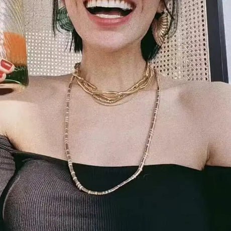 Punk Hip-hop Retro Gold-plated Silver Plated Collarbone Necklace Heavy-duty Thick Chain Necklace for Women - Lootquake