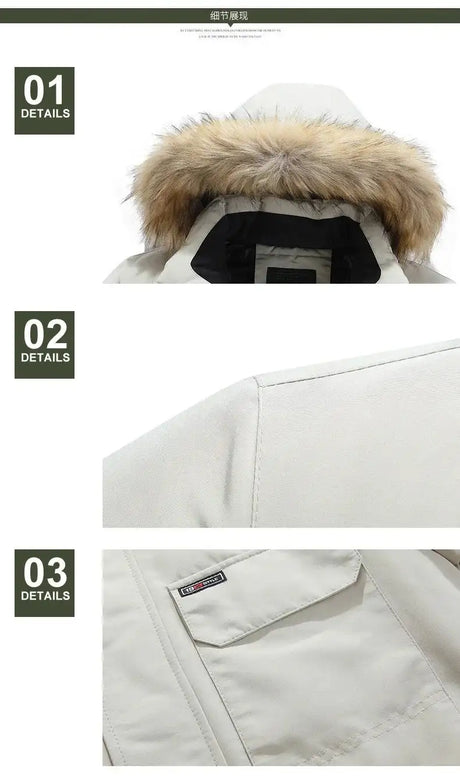 New Men Parkas Coat Windbreaker Big Pockets Wholesale Winter Parkas Men Thicken Coat Fur Hooded Jacket Overcoat Keep Warm Male - Lootquake