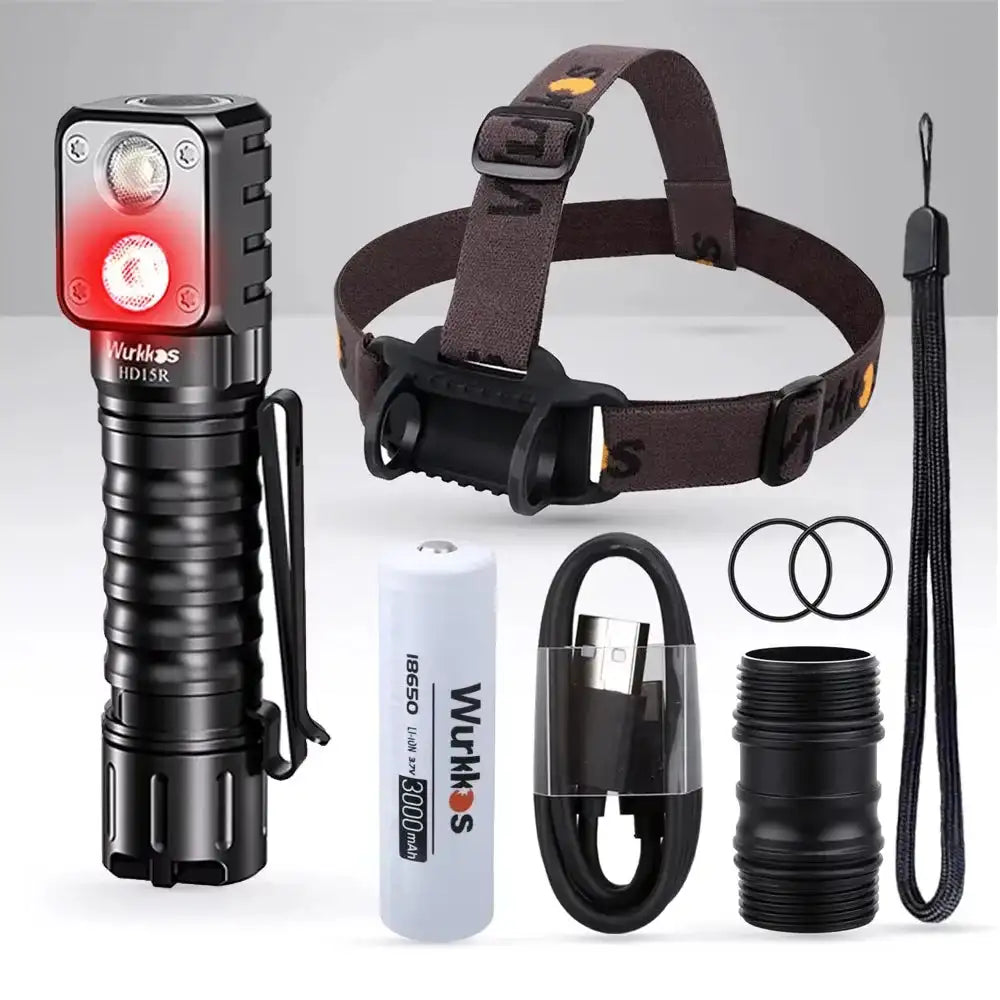 Wurkkos HD15R 18650 Dual LED Headlamp with Red FloodlightRechargeable Flashlight 2000lm with Magnetic Tail Camping Lights - Lootquake