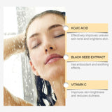 Gel de ducha con colágeno, aclara el cuerpo, aclara las líneas finas, controla la grasa, mantiene la piel fresca y duradera, hidrata y exfolia. Gel de ducha con ácido kójico.