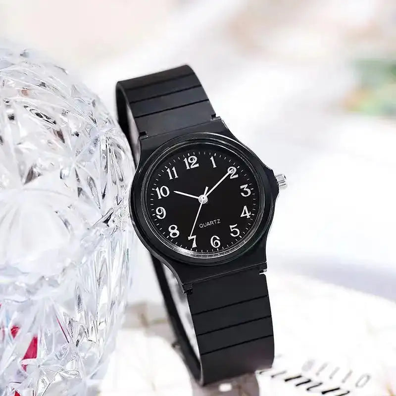 YIKAZE Exam Watch Silicone Strap Simple Women Watch Student Ladies Quartz Wristwatch Waterproof Round Small Dial for Women - Lootquake