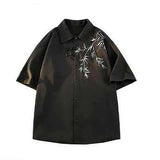 S-4XL Plus Size Men's Hawaiian Shirt Short Sleeves Flower Embroried Single Button Turn Down Collar Summer Beach Casual Shirts - Lootquake