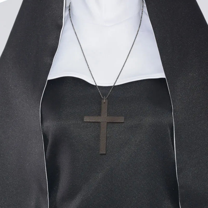Halloween Nun Cosplay CostumeTraditional Adult Valak Black Religious Robe Suit Halloween Party Demon Nun Performance Clothes